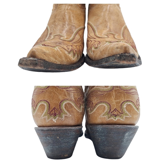 Vintage Corral Crackle Distressed Antique Saddle Boots - Picture 5 of 8